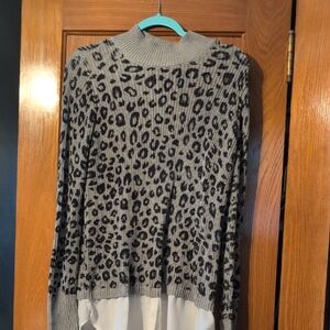 Apt. 9 Black and Gray Animal Print Sweater